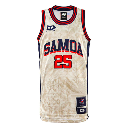 2025 Toa Samoa Rugby League Men's Basketball Singlet Beige/Navy