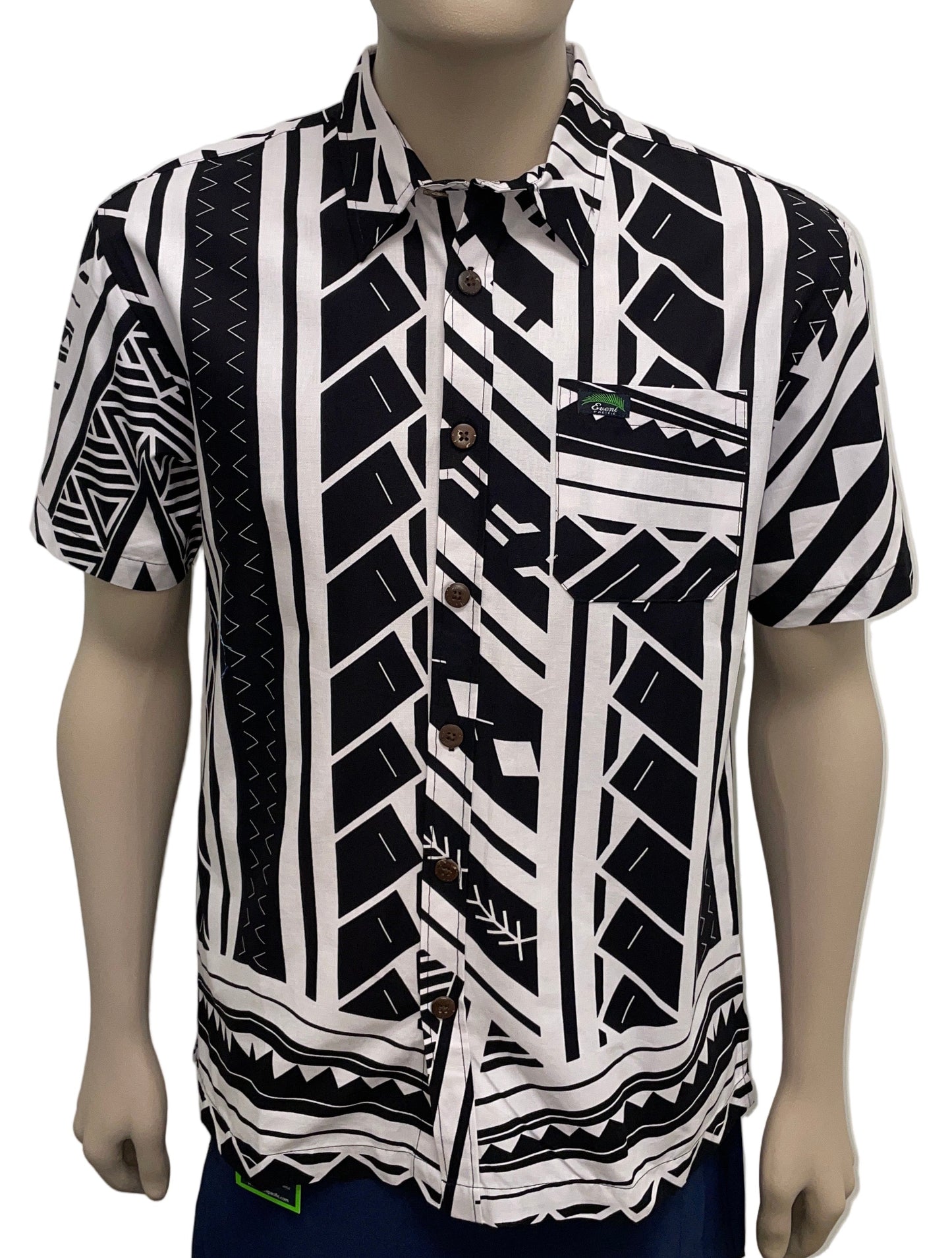 Eveni Pacific Men's Classic Elei Shirt - Elegant Black