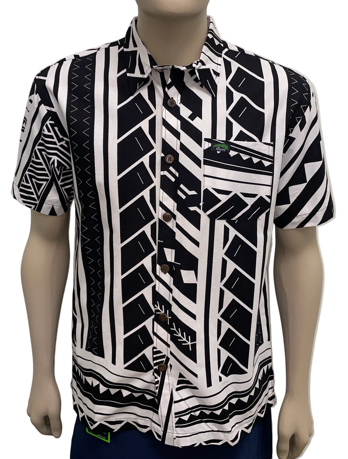 Eveni Pacific Men's Classic Elei Shirt - Elegant Black
