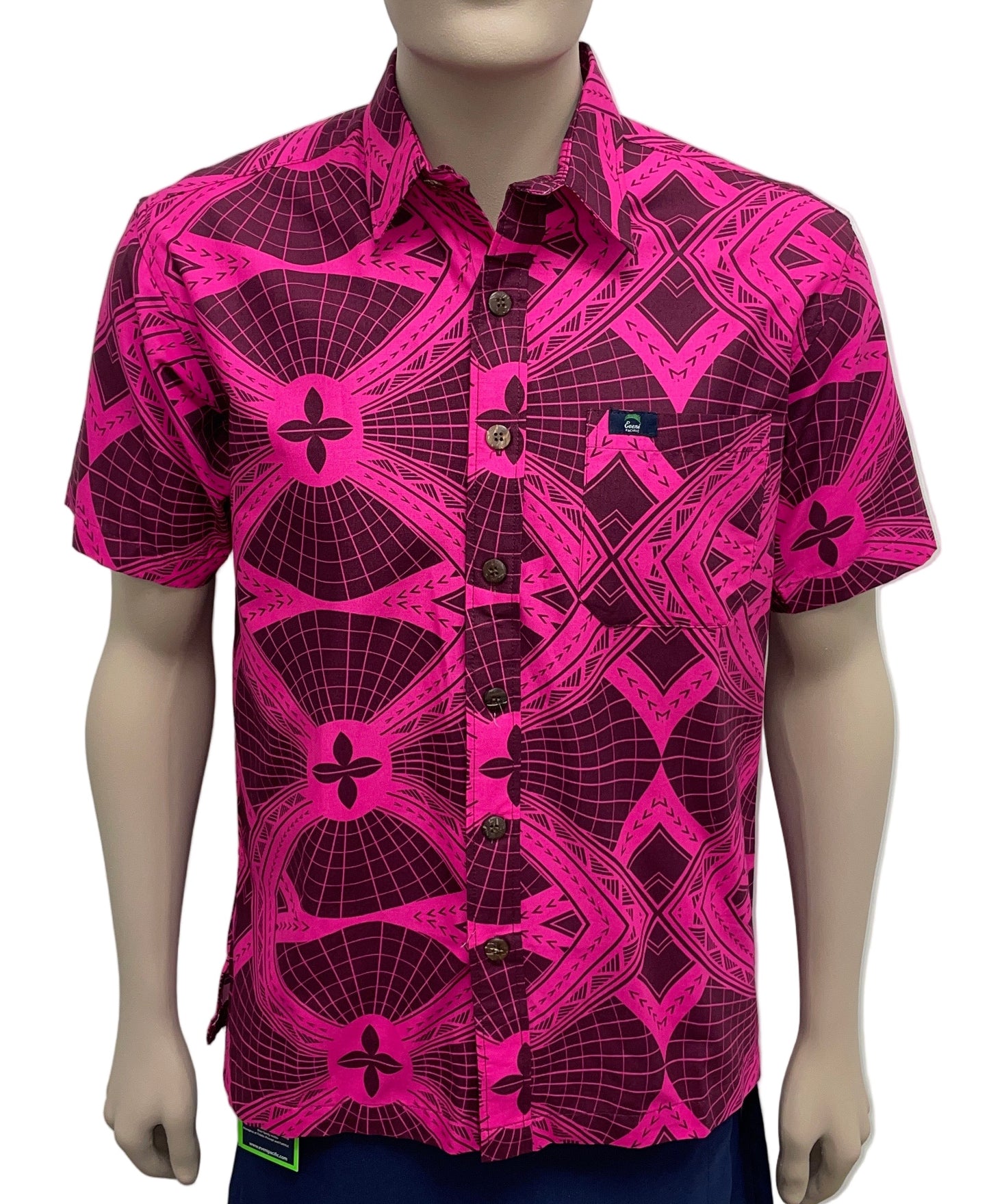 Eveni Pacific Men's Classic Elei Shirt - Louisa Pink
