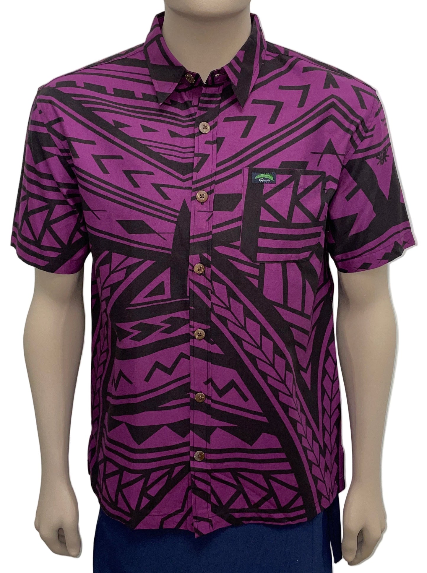 Eveni Pacific Men's Classic Elei Shirt - Royal Wine