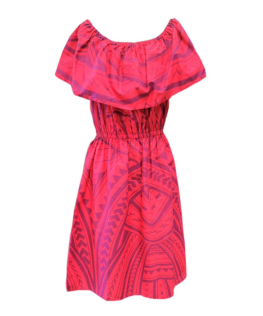 Eveni Pacific Ladies Bardot Dress - Crimson Red
