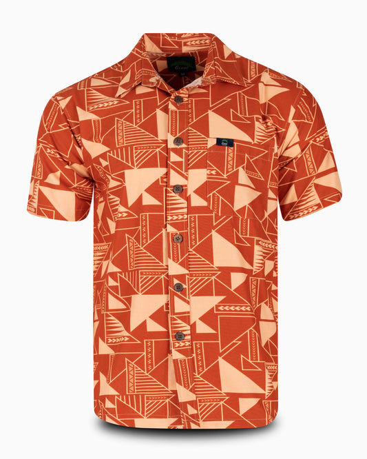 Eveni Pacific Men's Classic Elei Shirt - Runway Terracotta