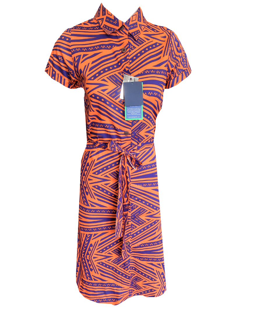 Eveni Pacific Ladies Emma Shirt Dress - Fanua Orange