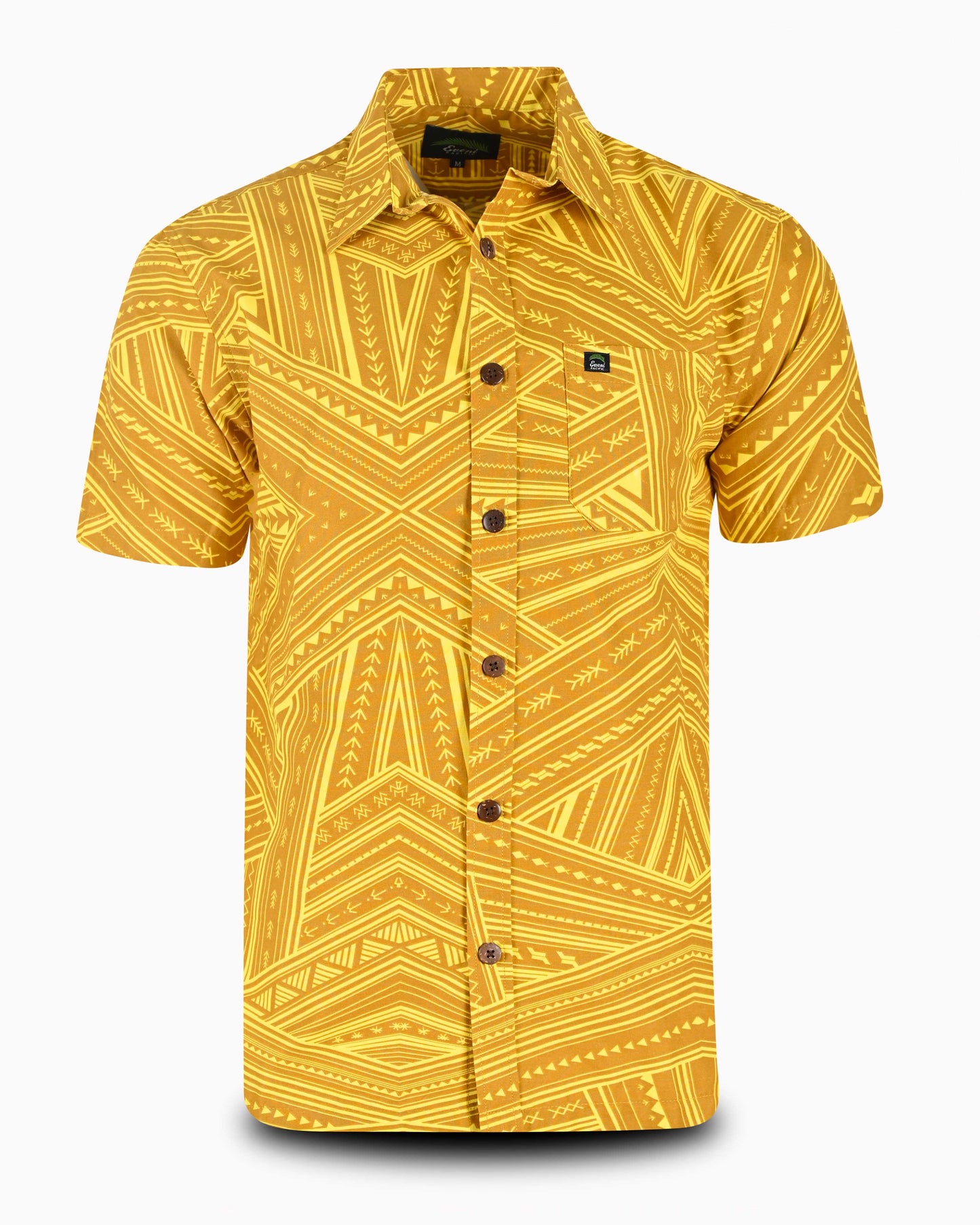Eveni Pacific Men's Classic Elei Shirt - Yellow Ochre
