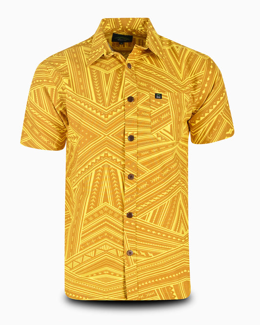 Eveni Pacific Men's Classic Elei Shirt - Yellow Ochre