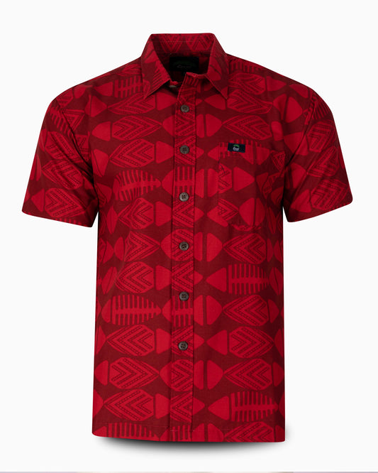 Eveni Pacific Men's Classic Elei Shirt - Betta Red