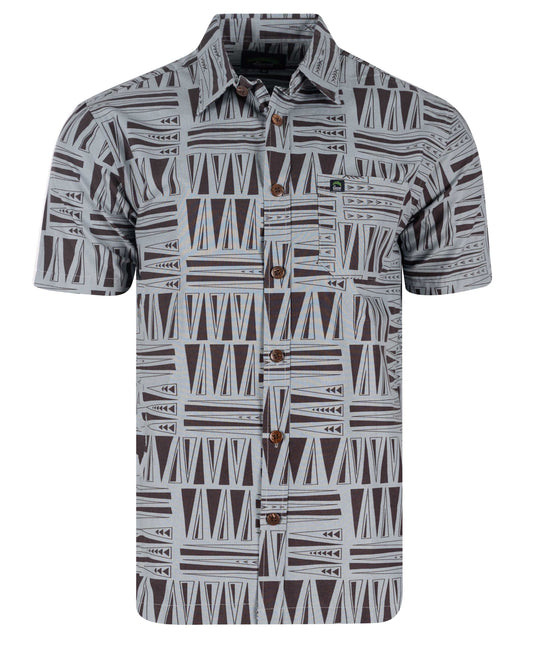 Eveni Pacific Men's Classic Elei Shirt - Queen Sepia