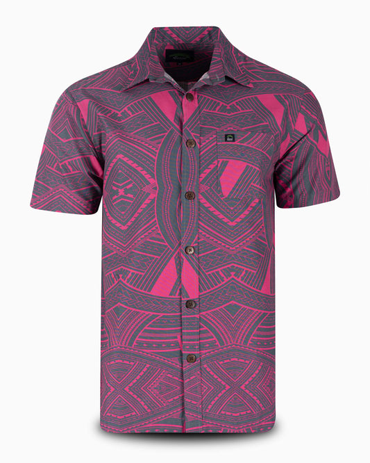 Eveni Pacific Men's Classic Elei Shirt - Bird Pink