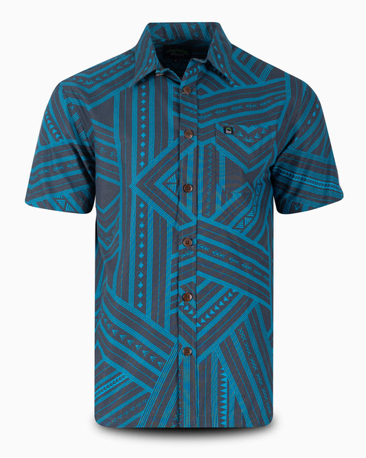 Eveni Pacific Men's Classic Elei Shirt - Parrot Navy