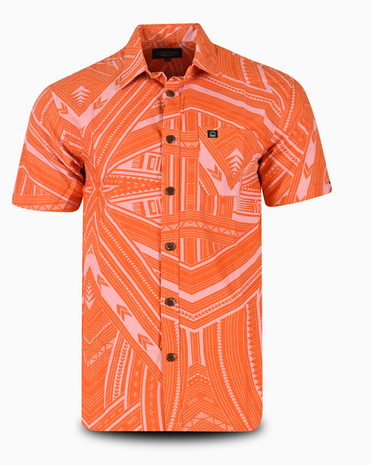 Eveni Pacific Men's Classic Elei Shirt - Yuzu Peach