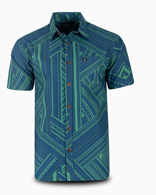 Eveni Pacific Men's Classic Elei Shirt - Blue Salt