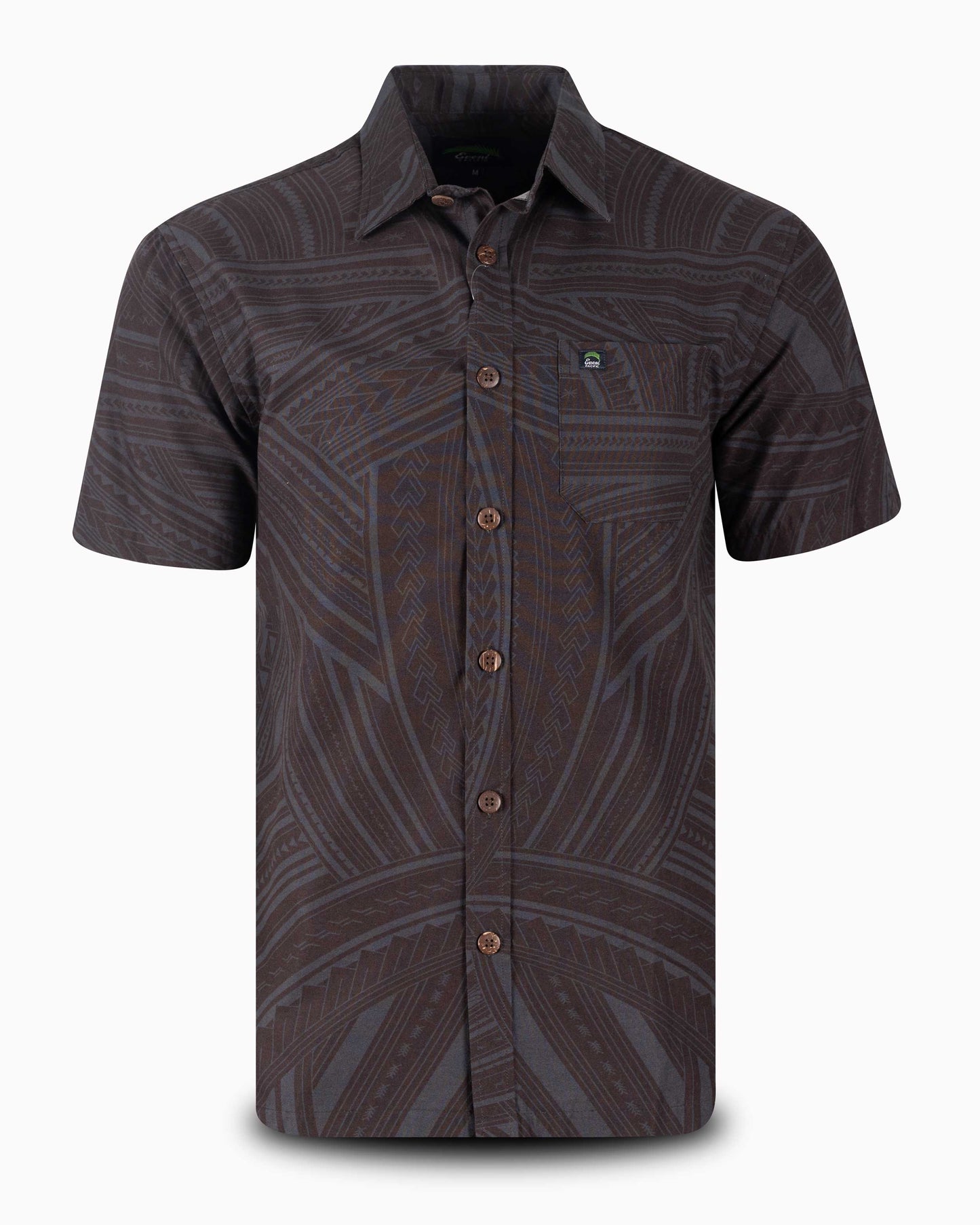 Eveni Pacific Men's Classic Elei Shirt - Nutmeg Black