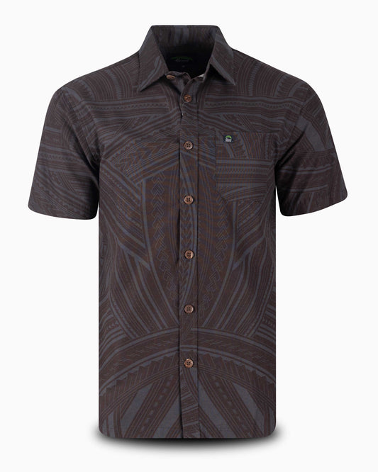 Eveni Pacific Men's Classic Elei Shirt - Nutmeg Black