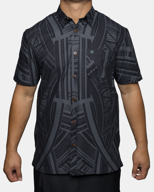 Eveni Pacific Men's Classic Elei Shirt - Chino Black