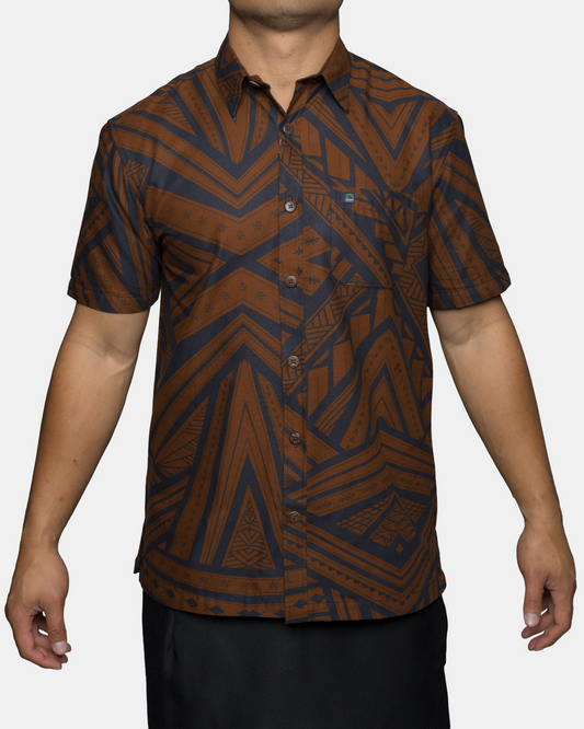 Eveni Pacific Men's Classic Elei Shirt - Tropicana Brown