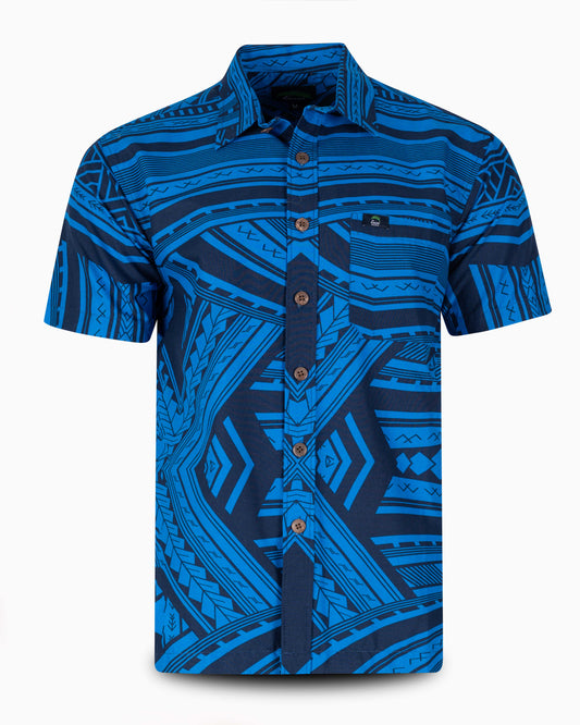 Eveni Pacific Men's Classic Elei Shirt - Joy Blue