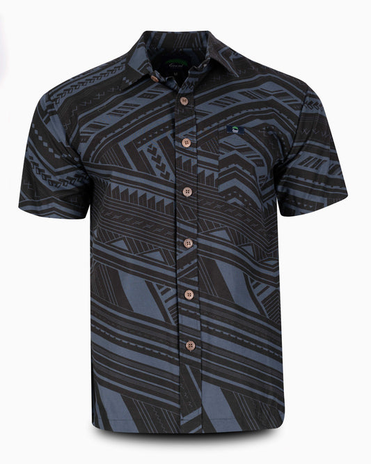 Eveni Pacific Men's Classic Elei Shirt - Stream Black