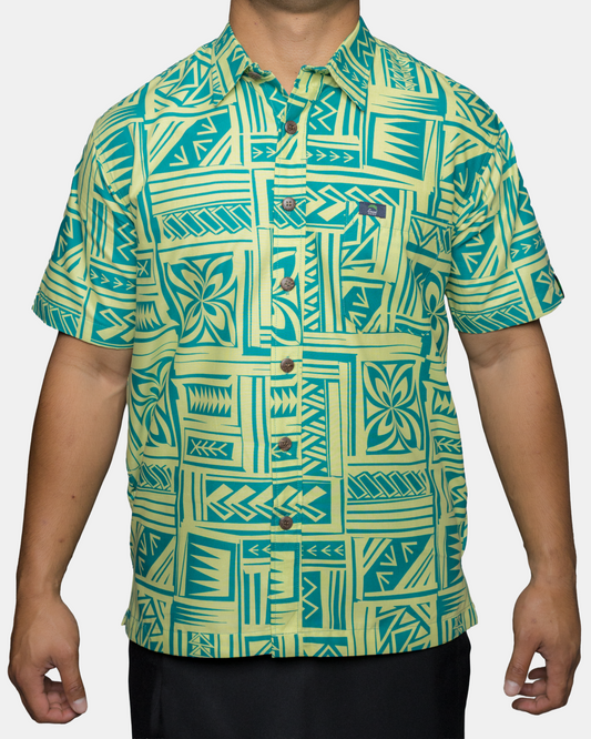 Eveni Pacific Men's Classic Elei Shirt - Moon Teal