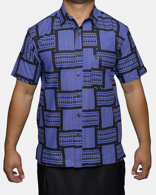 Eveni Pacific Men's Classic Elei Shirt - Delicious Lilac