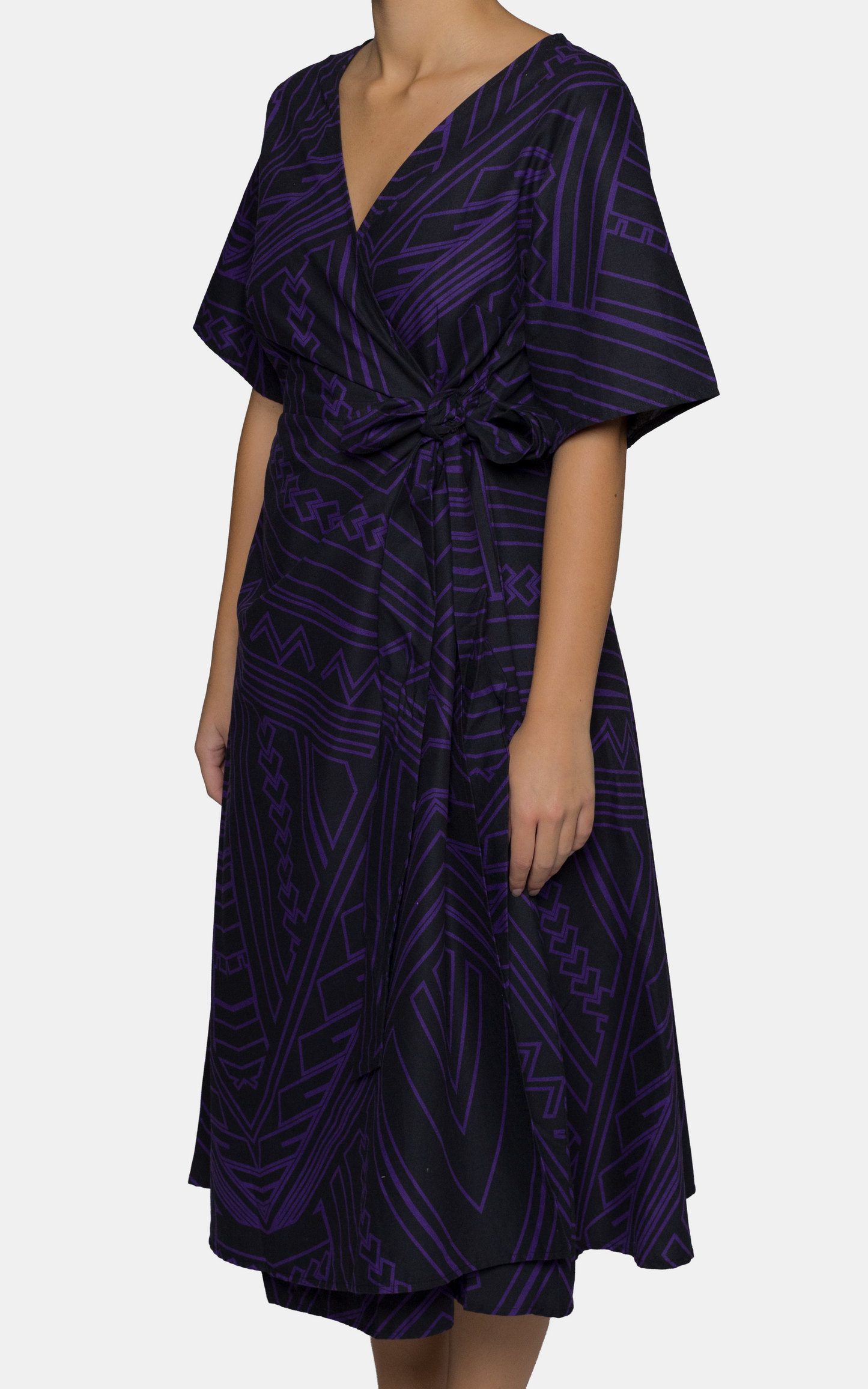 Eveni Pacific Ladies Lily Wrap Dress - Mauga Maroon