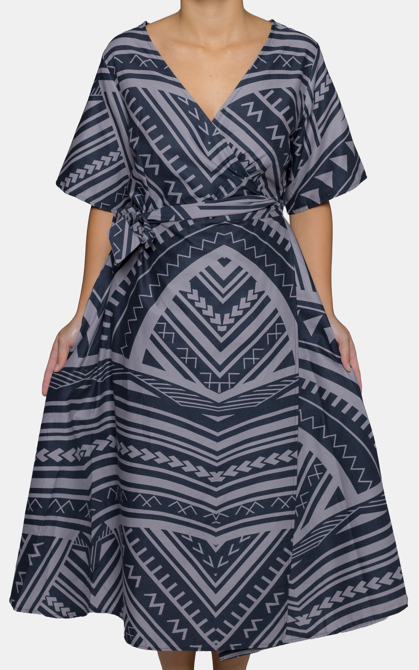 EP LADIES LILY WRAP DRESS GRAND SLAM GREY