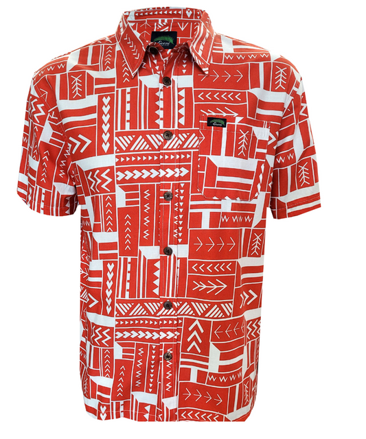 Eveni Pacific Men's Classic Elei Shirt - Onomea Red