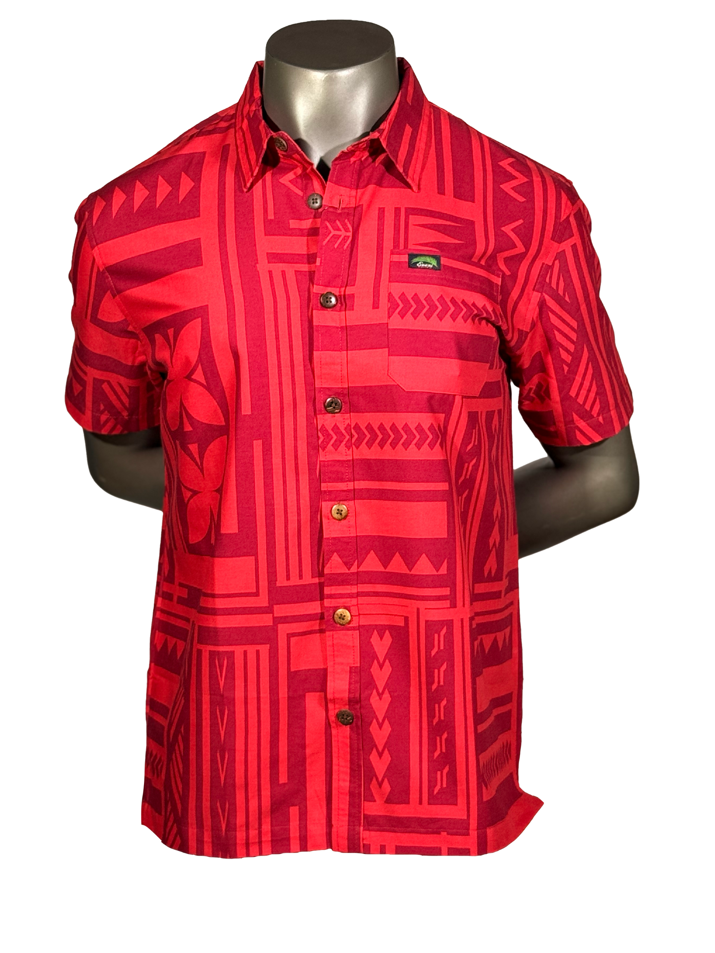 Eveni Pacific Men's Classic Elei Shirt - Big Apple Red
