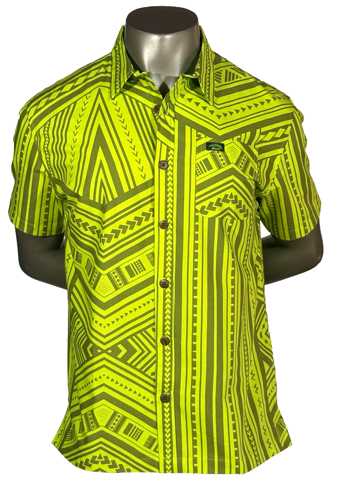 Eveni Pacific Men's Classic Elei Shirt - Seaweed Green