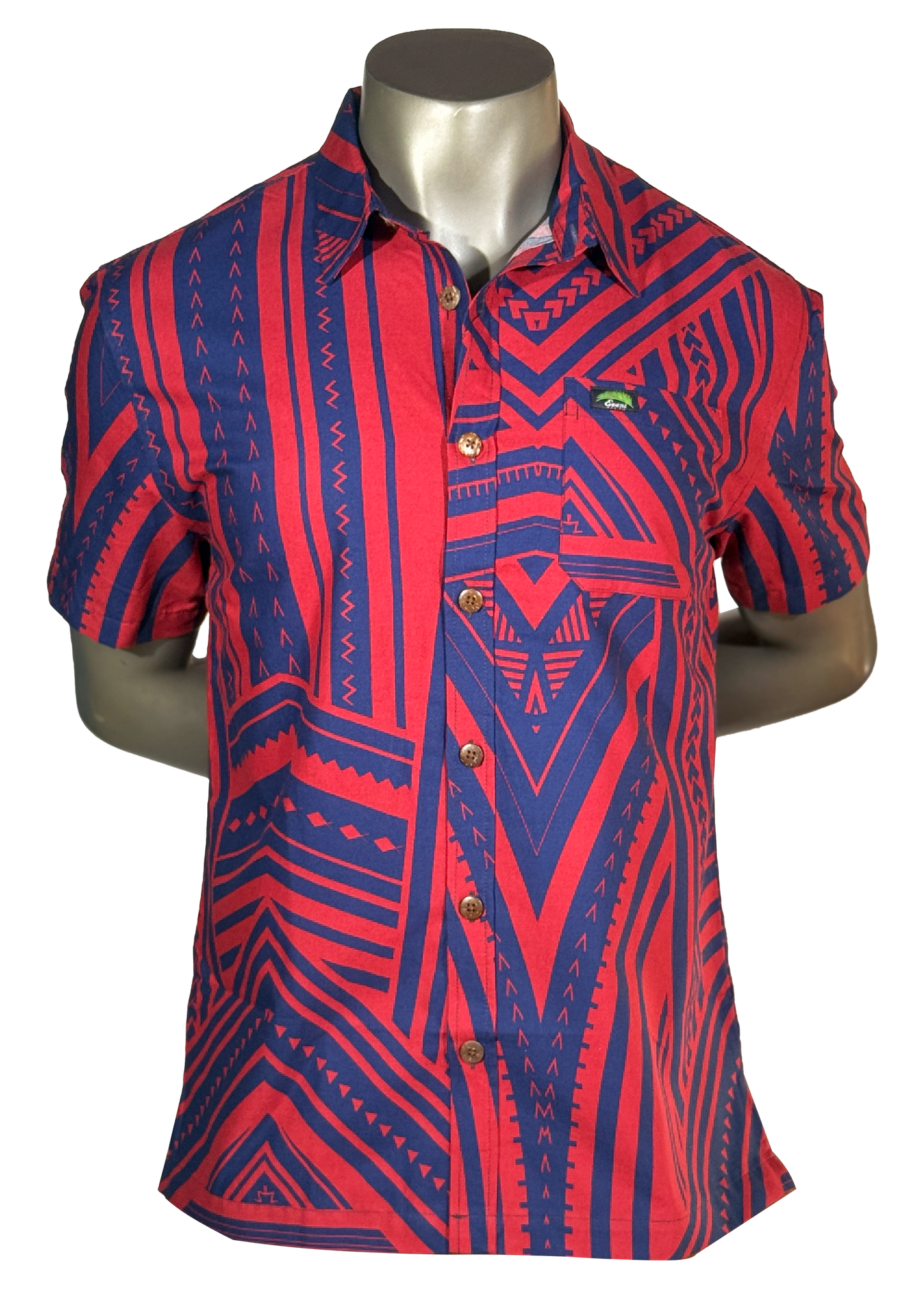 Eveni Pacific Men's Classic Elei Shirt - Seashell Chic Red