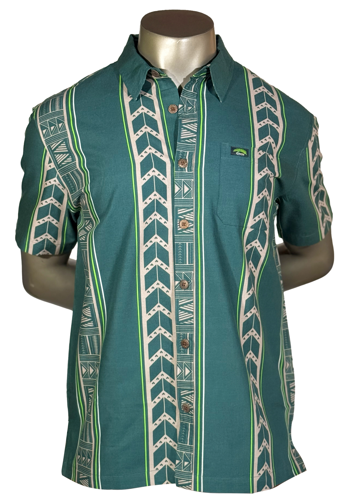 Eveni Pacific Men's Classic Elei Shirt - Seaglass Green
