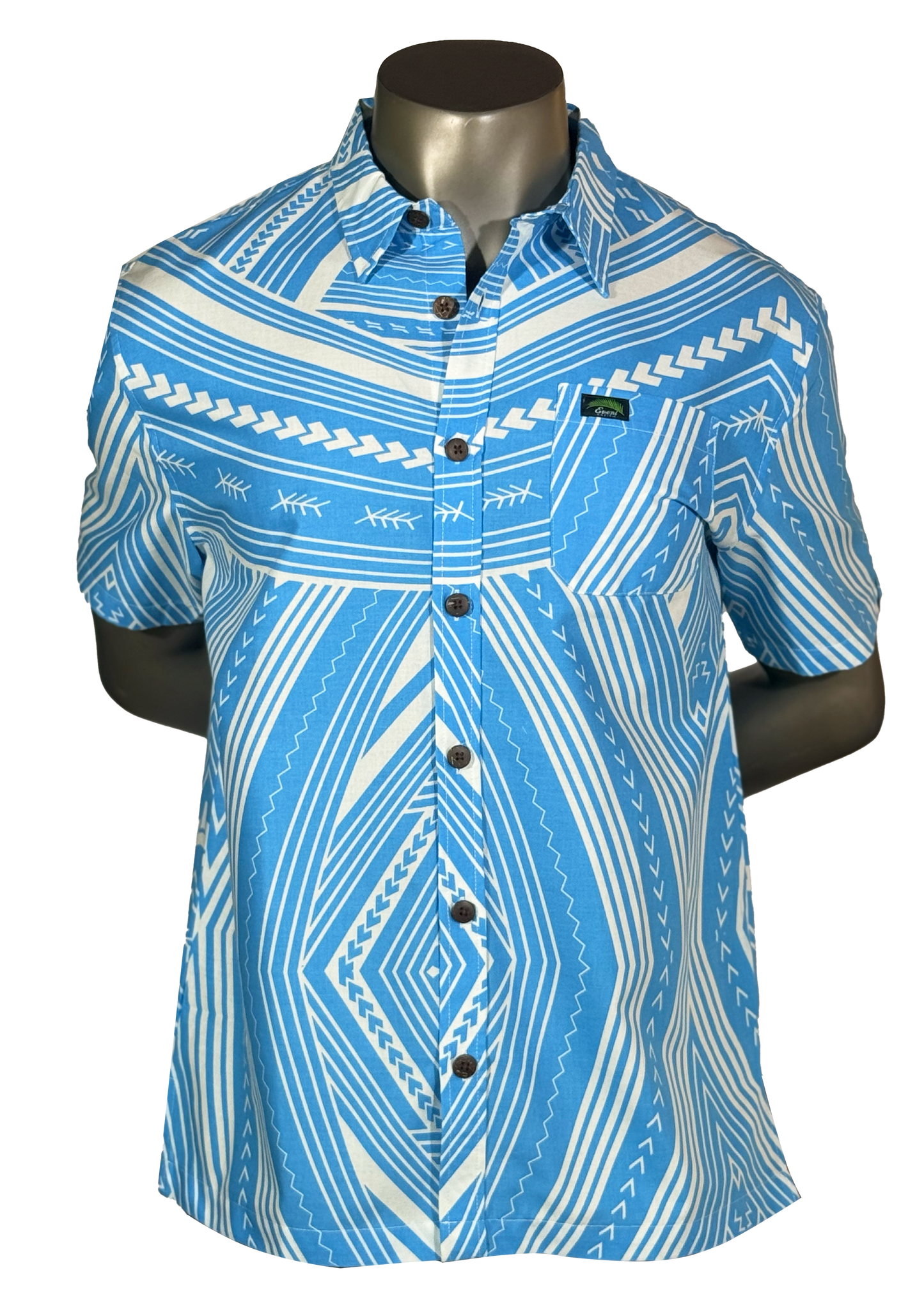 Eveni Pacific Men's Classic Elei Shirt - Sea Spray Blue