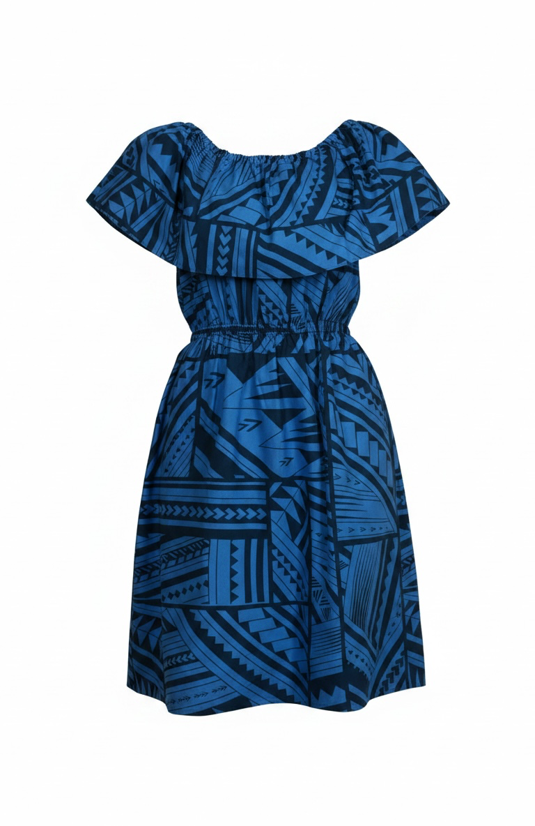 Eveni Pacific Ladies Bardot Dress - Lily Blue