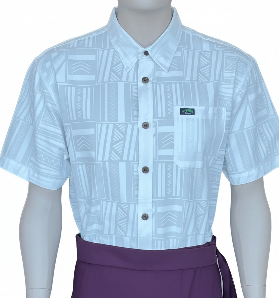 Eveni Pacific Men's Classic Elei Shirt - White Dust
