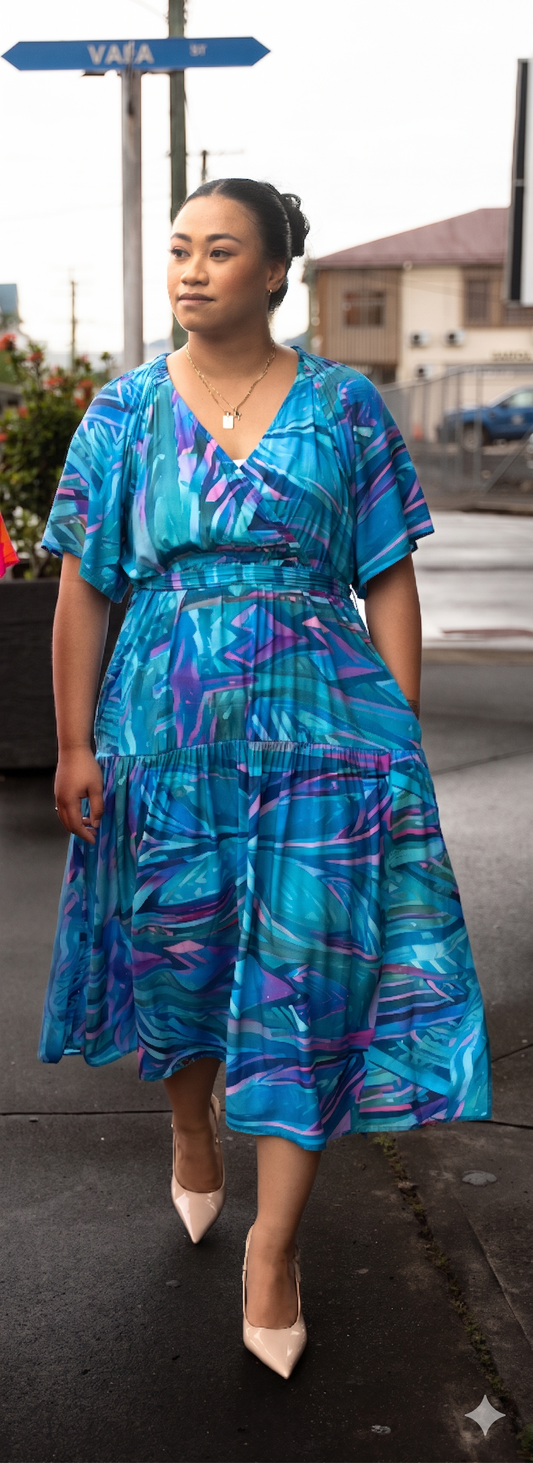 Koko Pacific Long Dress - Tropiva Teal