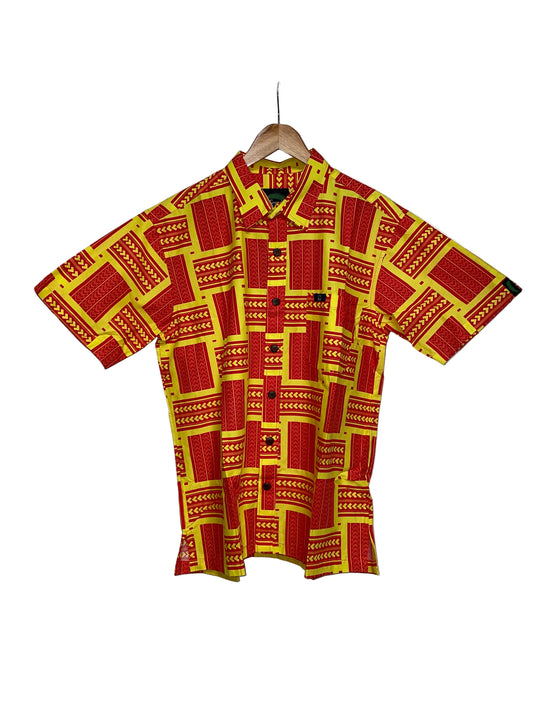 Eveni Pacific Men's Classic Elei Shirt - Spice Red