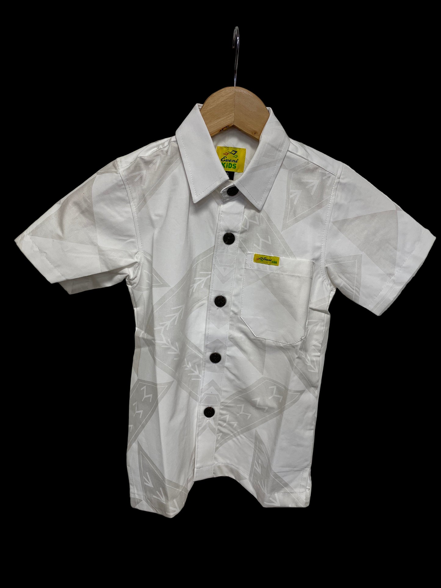 Eveni Pacific Boys Classic Elei Shirt - Lotus White