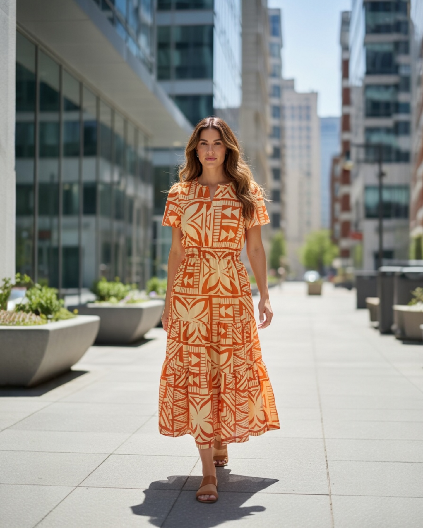 Koko Pacific Ladies Dress Sunset Tapa