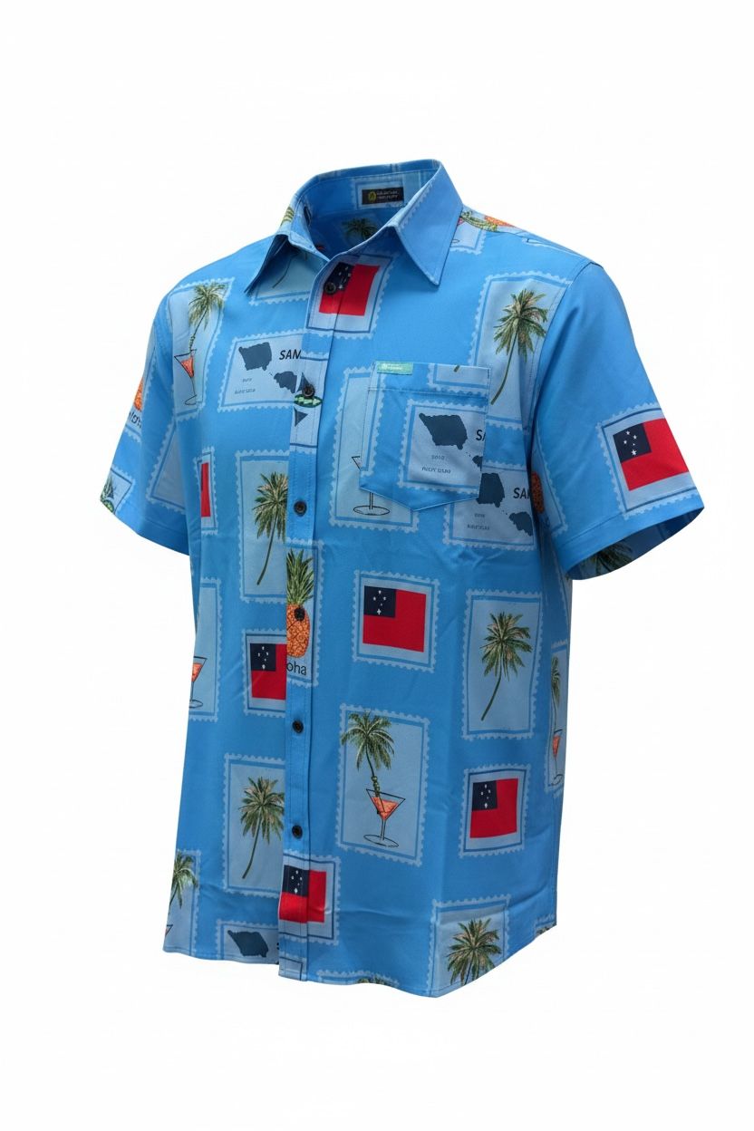 Koko Pacific Premium Elei Shirts s/s Island Blue