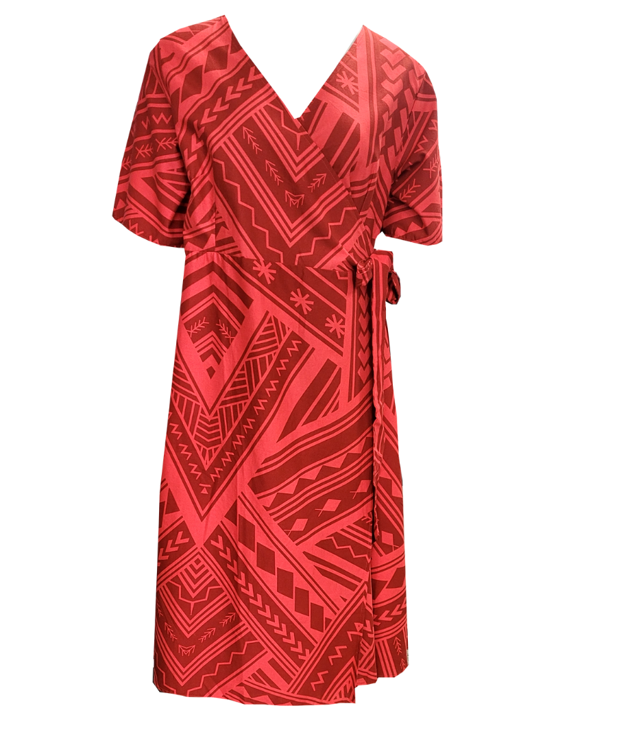 EP LADIES LILY WRAP DRESS - VALLEY RED