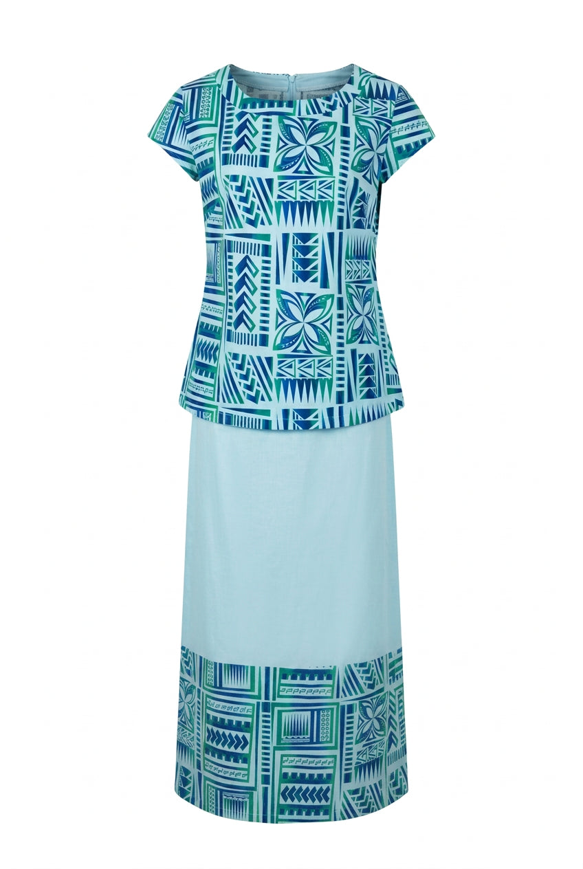 Lisi Puletasi Set - Mautu Blue Leaf