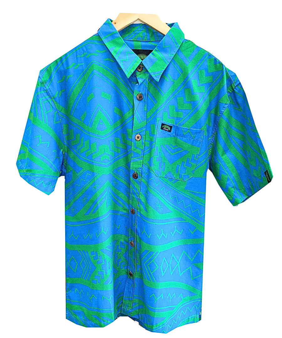 Eveni Pacific Men's Classic Elei Shirt - Rest Aqua