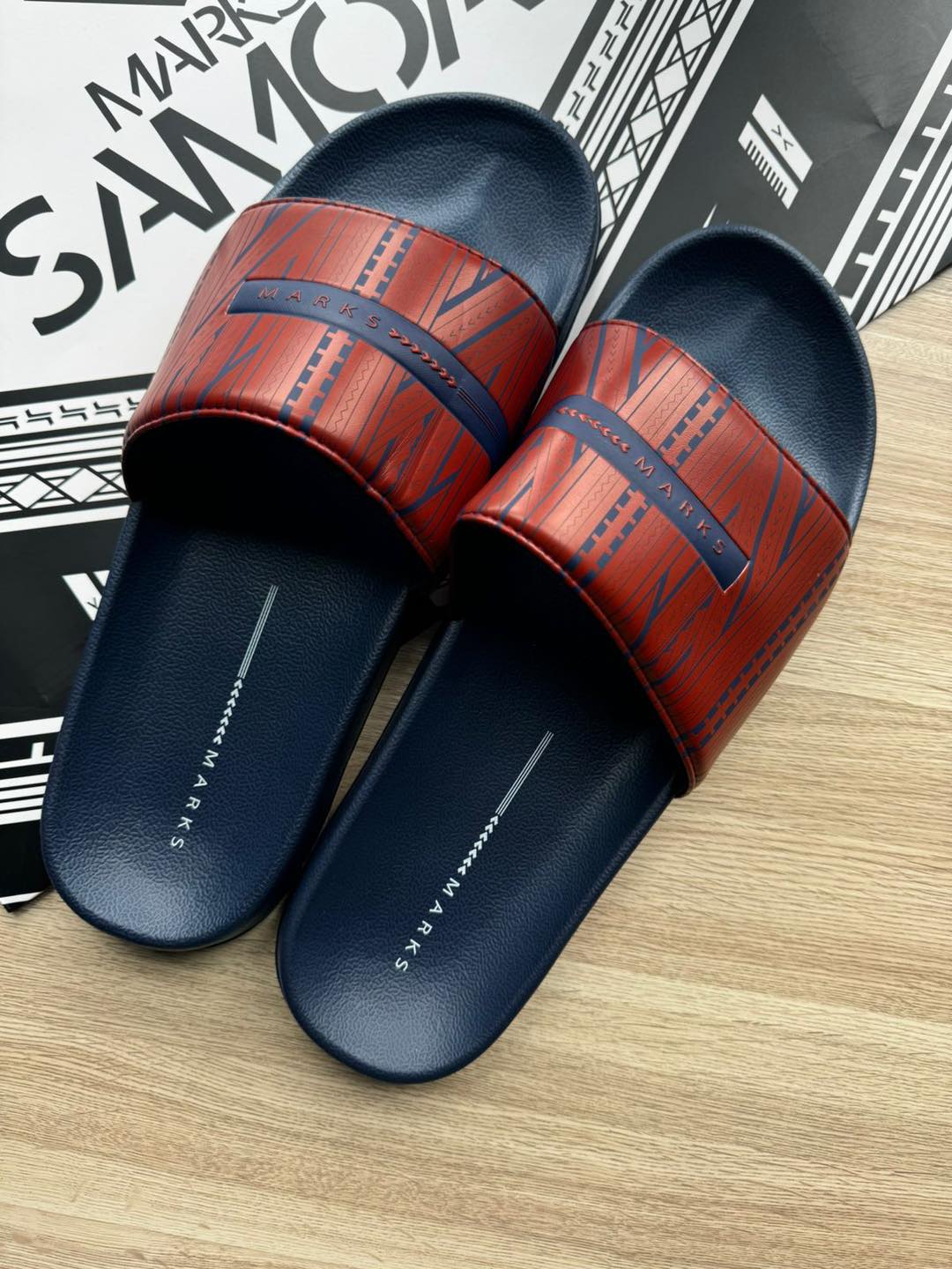 MKS Samoa Slides - F2247 Navy/Red