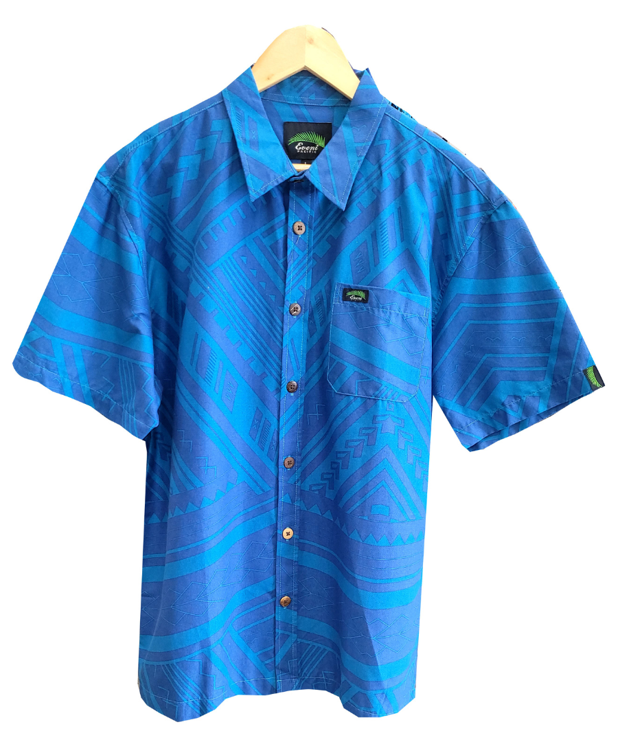 Eveni Pacific Men's Classic Elei Shirt - Tagilima Blue