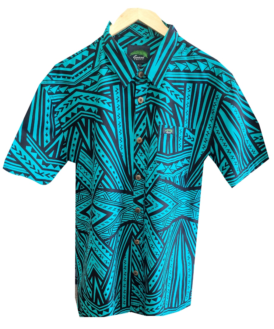 Eveni Pacific Men's Classic Elei Shirt - Tuasivi Green