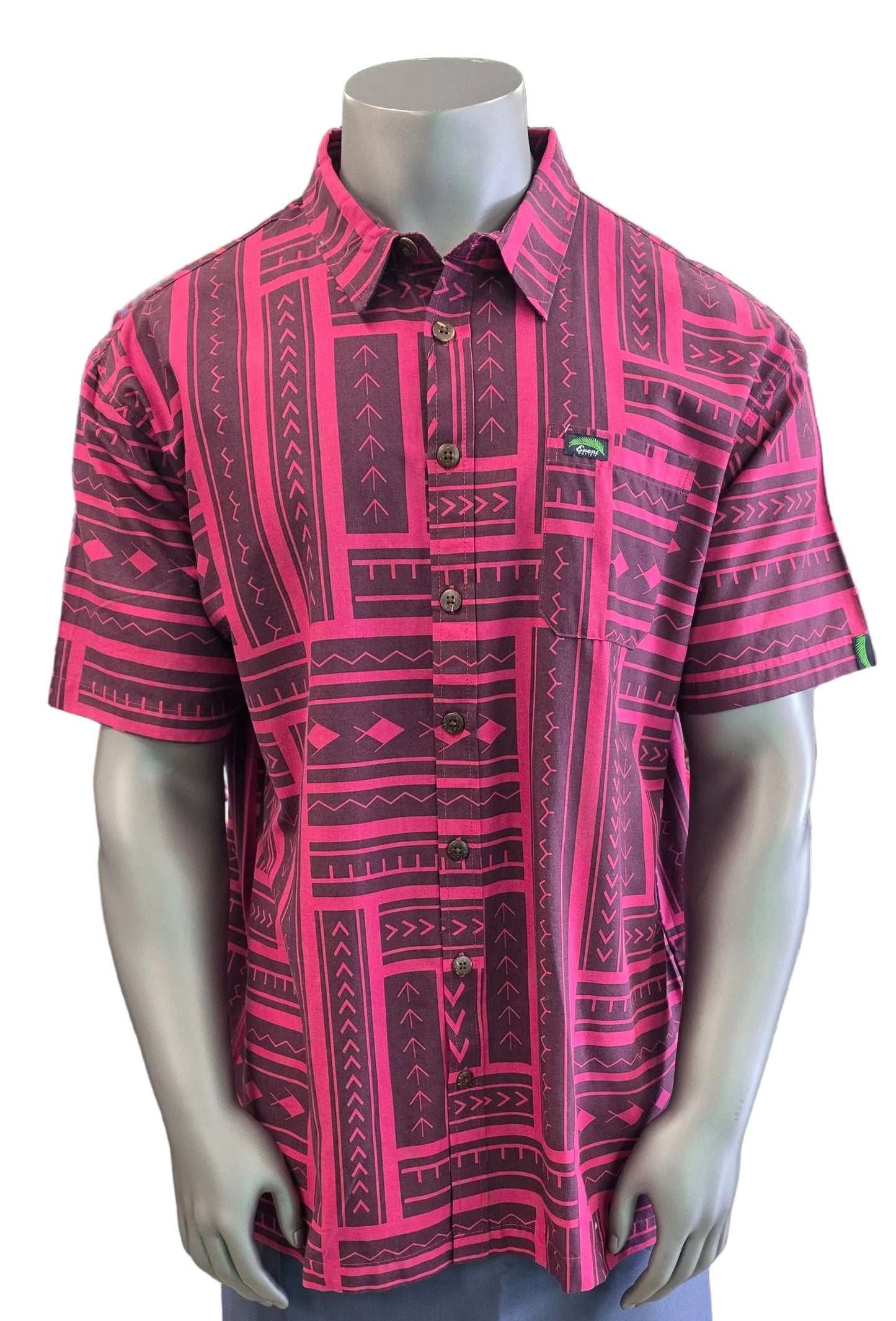 Eveni Pacific Men's Classic Elei Shirt - Cherry Sherbet