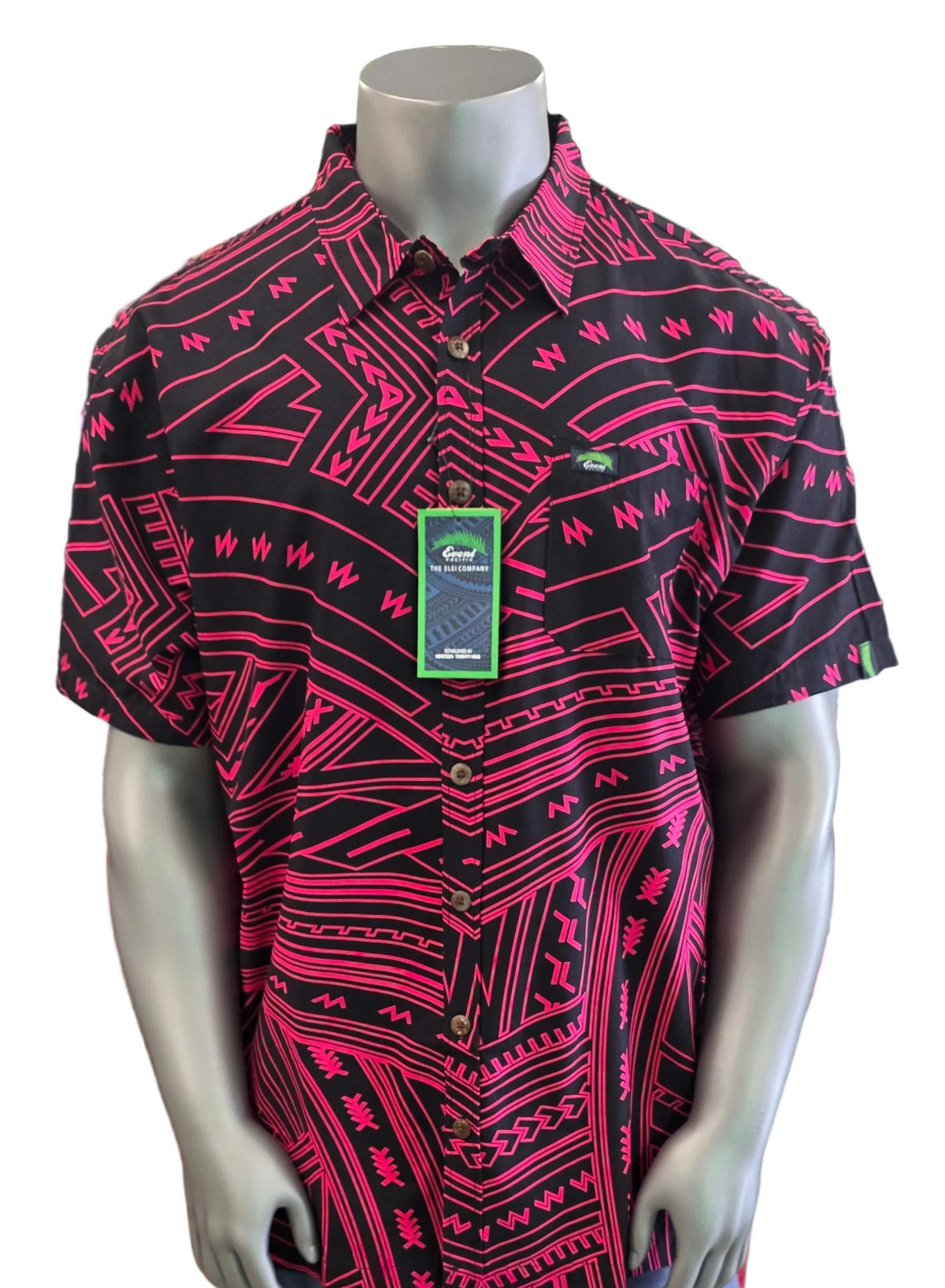 Eveni Pacific Men's Classic Elei Shirt - Dear Pink