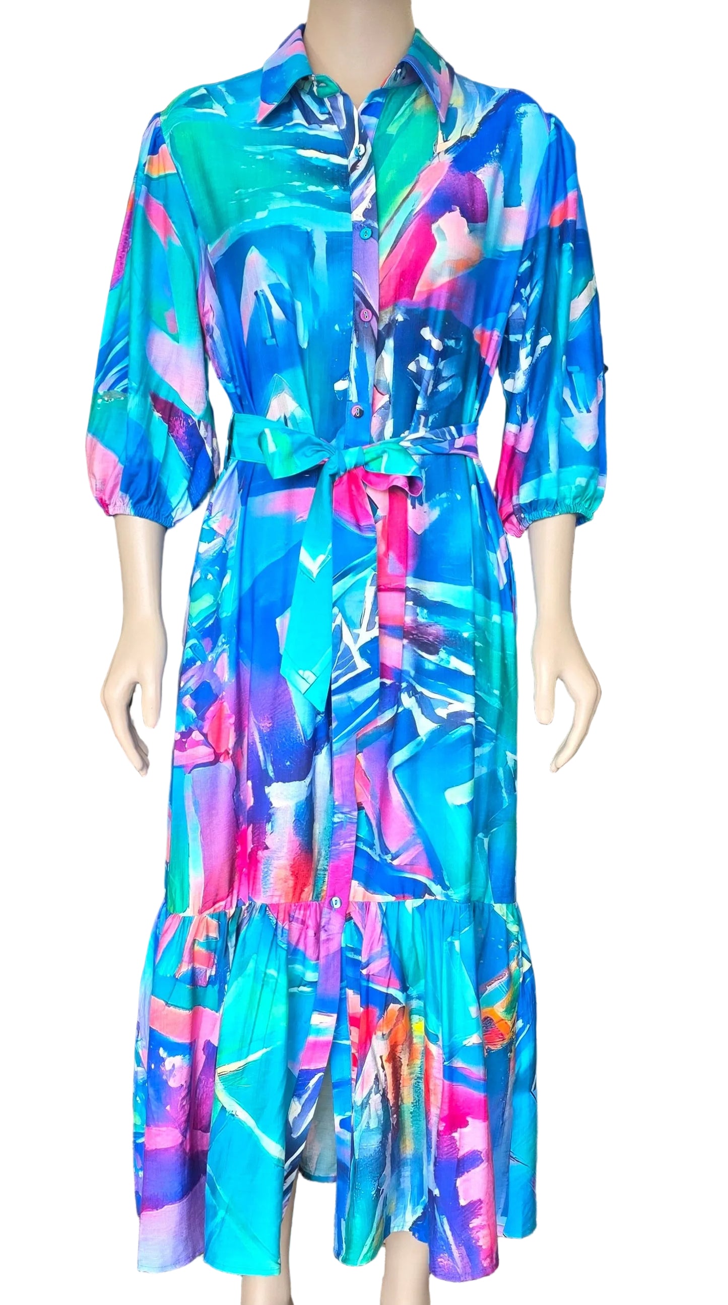 Koko Pacific Long Dress - LavaBird Blues