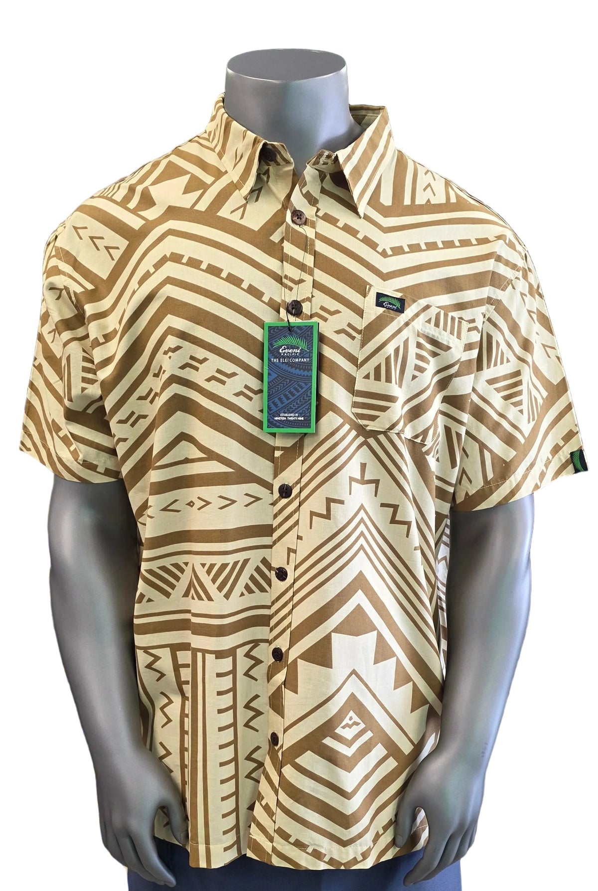 Eveni Pacific Men's Classic Elei Shirt - Cream Float