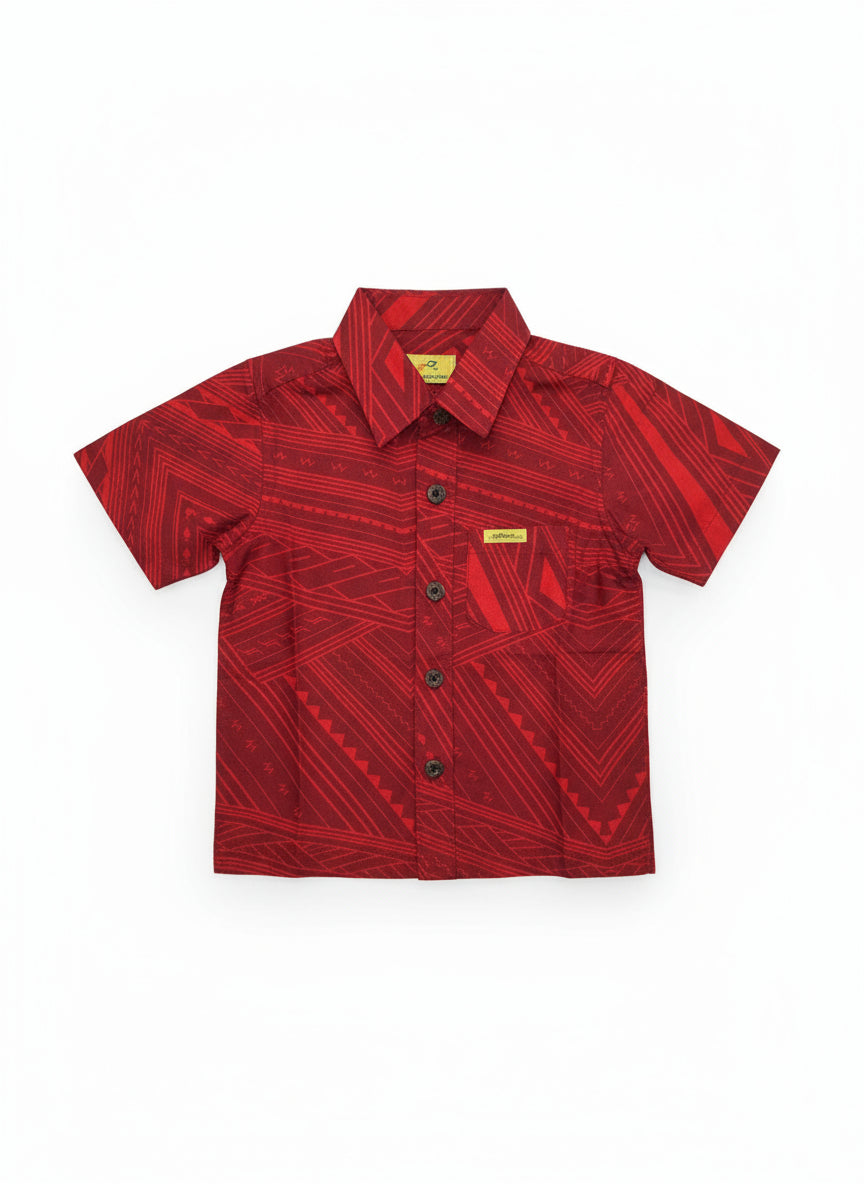 Eveni Pacific Boys Classic Elei Shirt - Conservation Red